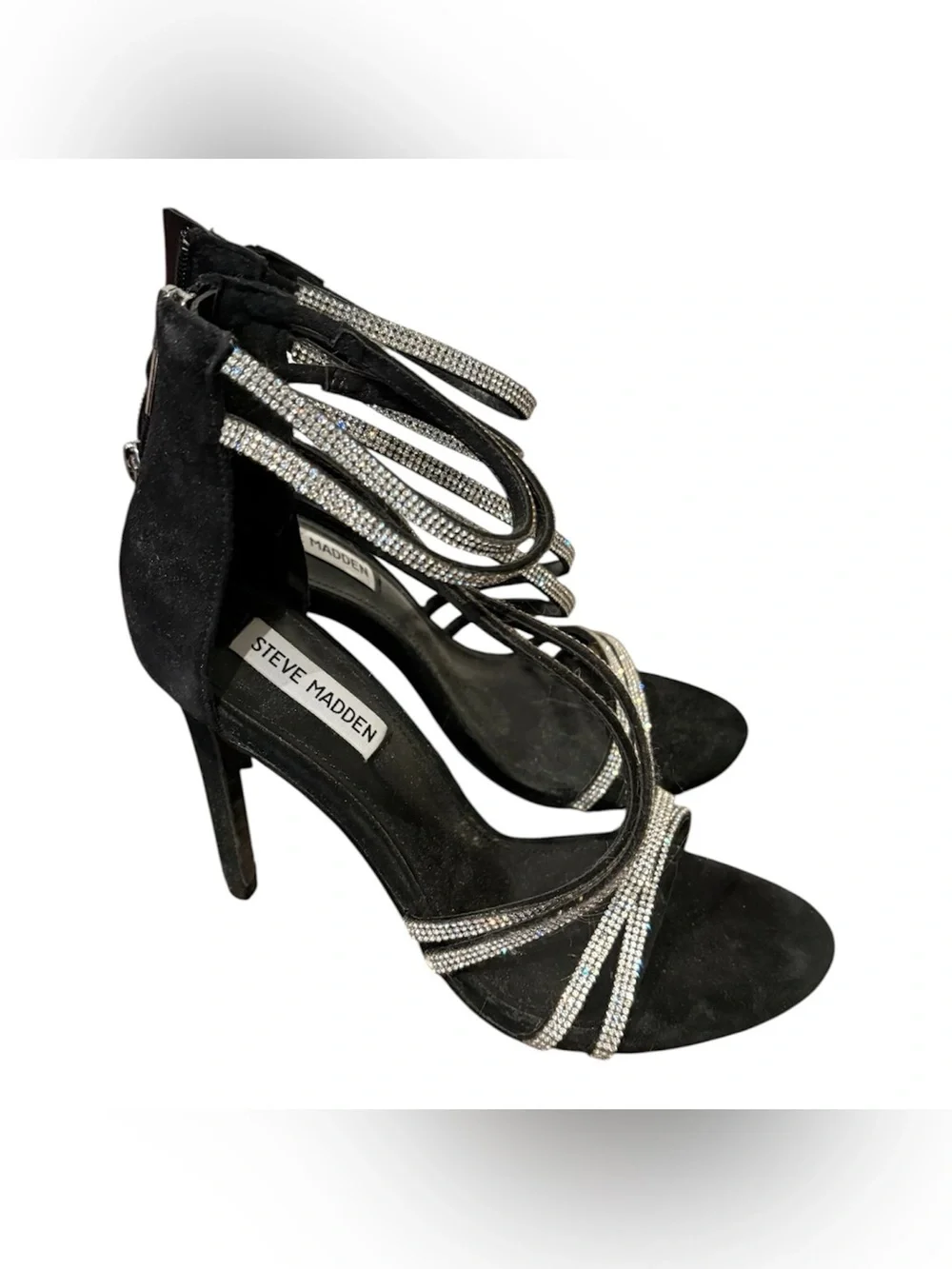 STEVE MADDEN Rhinestone Crystal-Strap Stiletto Sandals